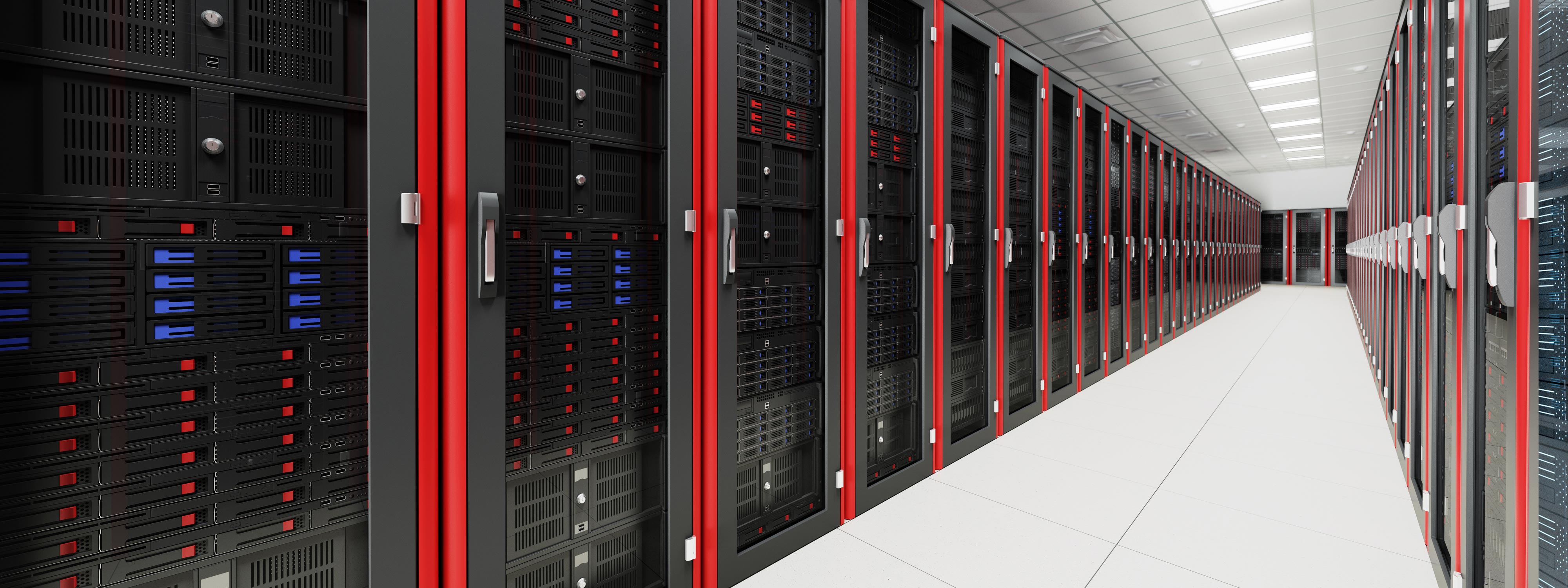 Blick in ein Datacenter mit vielen Serverracks